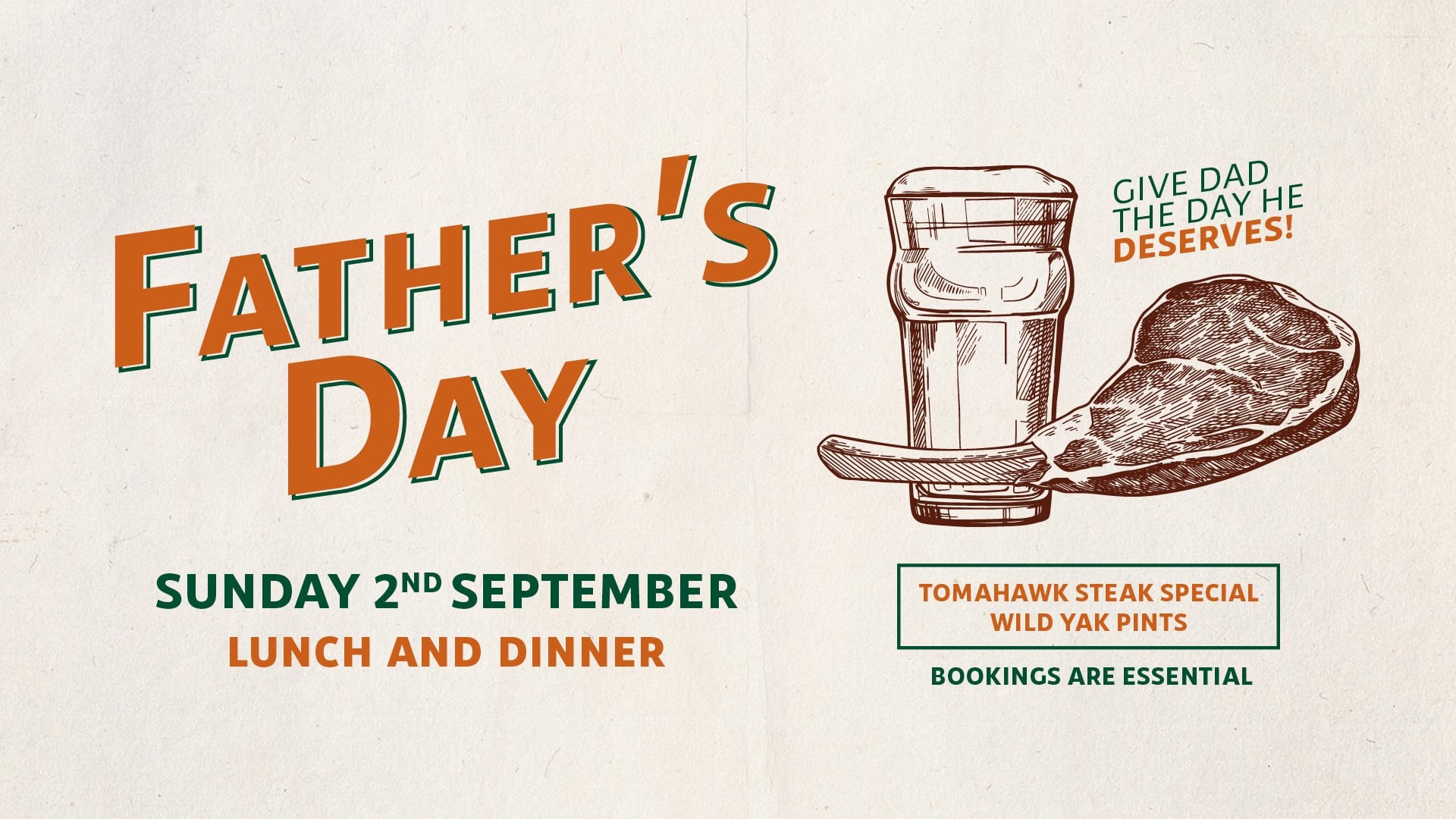 fathers day lunch and dinner invitation with steak and beer