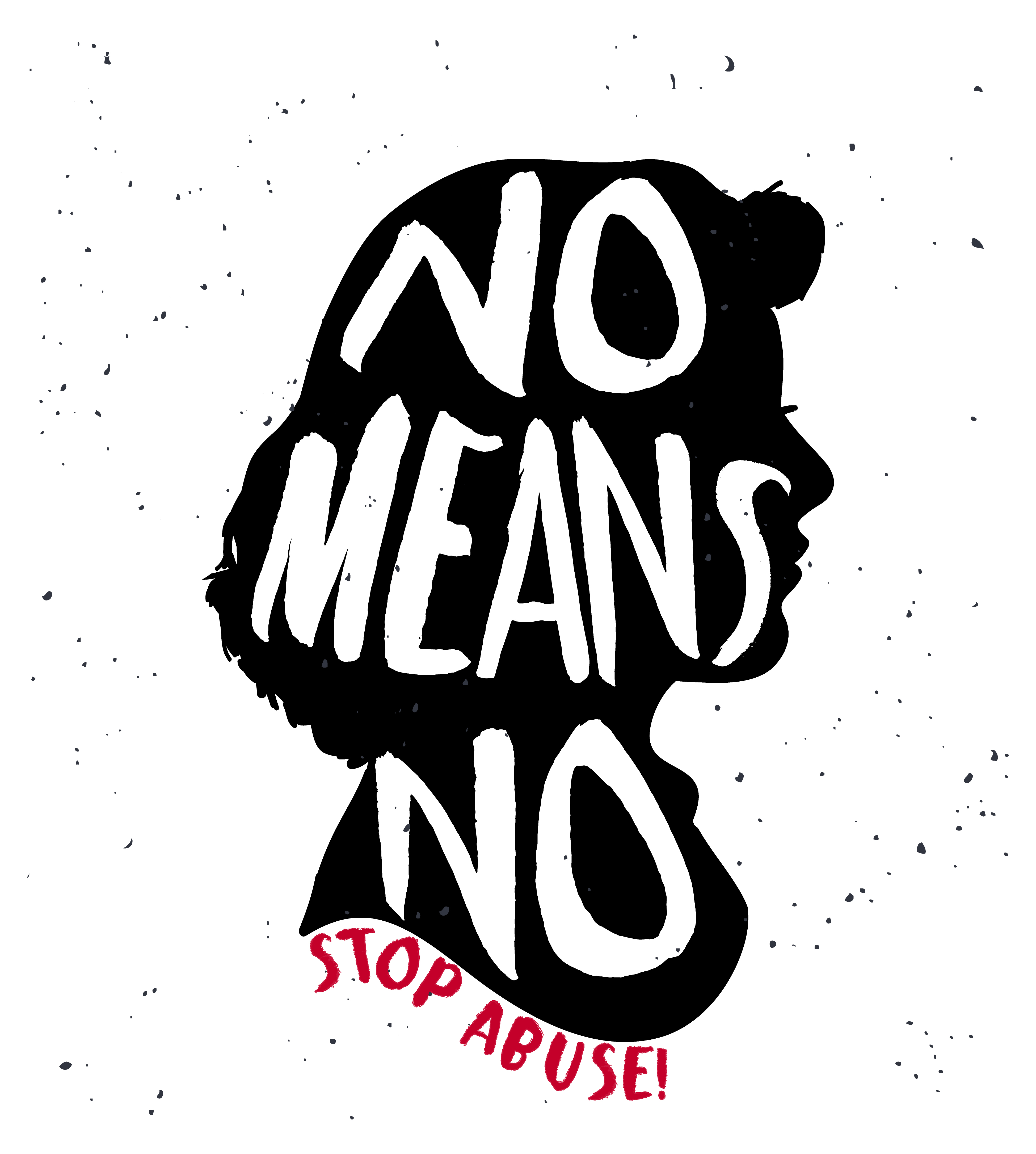 no means no graphic text on illustrated woman